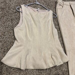Glam Tan Faux Suede Suit Top and Trousers